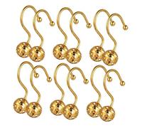 PEPLAYTAL 24 Pièces Crochets Rideau de Doré Anneaux Décoratifs pour Salle de Bain Design Creuses pour Glissement Facile Finition et Robuste Compatibles Styles de Salle de Bain