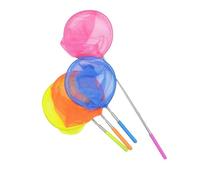 PEPLAYTAL 3 Pièces Filets Télescopiques pour Garçon Fille Acier Inoxydable Filet à Poisson avec Manche Extensible Attrape Insectes et Jeu Extérieur Couleurs Rose Vert Bleu