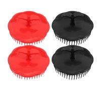 PEPLAYTAL 4 pièces Brosse de Massage Chevelu Peigne Ergonomique pour Shampooing Brosse à Cheveux Portative pour Nettoyage et Démêlage Soins Anti-pellicules Noir et Rouge