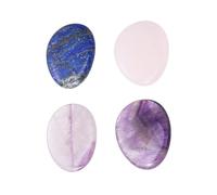 PEPLAYTAL 4 pièces de Massage Naturelles pour Pouce Lot de Cristaux de Lithothérapie Claire Foncée Quartz Rose pour Soulagement Du Stress Anxiété et Relaxation Mentale