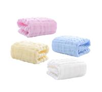 PEPLAYTAL 4 pièces Lot de Carrés Coton Doux pour Garçon Fille Serviettes Absorbantes Multifonctions Lingettes et Sueur Pastel Mixées Lavables et Respirantes