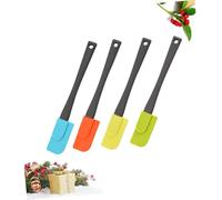 PEPLAYTAL 4 pièces Lot de Spatules Silicone Multifonction avec Manche Plastique Couteau Beurre Épandeur Coupe-fromage et Racloir Confection Pâtisserie Ustensiles Cuisine Couleur Aléatoire