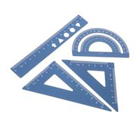 PEPLAYTAL 4 pièces Lot Règles Aluminium Alliage Kit Géométrique Rapporteur Équerre Règle Droite Pour Étudiants Bureau et Architectes