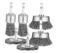 PEPLAYTAL 6 Pièces Lot de Brosses Métalliques pour Perceuse Tige Hexagonale Brosse Roue Galvanisé pour Décapage et Nettoyage des Surfaces Métalliques
