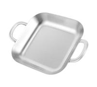 PEPLAYTAL Assiette à Collation Acier Inoxydable Avec Double Poignée Plateau à Frites Pour Barbecue Assiette à Poulet Poêlé Pour