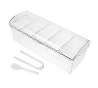 PEPLAYTAL Boîte de Rangement Condiments Compartiments Transparente avec Fourchettes et Clips Capacité Réfrigérée pour Salades et Goûters pour Pique- et Réunions Familiales