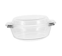 PEPLAYTAL Cocotte Verre avec Couvercle Plat Résistante Haute Température pour Micro Ondes et Four Bol Multifonction Transparent Empilable pour Cuisson et Stockage