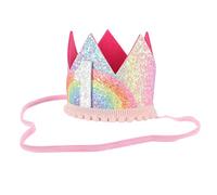 PEPLAYTAL Couronne Arc-ciel Avec Sequins Pour Anniversaire Bandeau De Fête Pour Chapeau De Couronnement Adorable Pour Accessoire Photo Mémorable