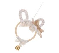 PEPLAYTAL Handwoven Rabbit Bell Pendant Macrame Wreath Wind Chime for Home Wall Hanging Artistic Handmade Decor for Living Bedroom Office
