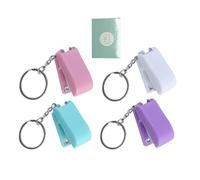 PEPLAYTAL Mini Agrafeuse Porte-clés Portable et Suspendue Agrafeuse de Reliure Compacte et Légère pour Étudiants Maison et Bureau Lot de Couleurs Vert Rose Blanc avec Agrafes