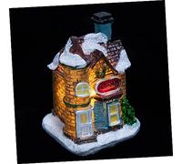 PEPLAYTAL Ornement De Noël Maison Résine Lumineuse Décoration De Table Xmas pour Entrée Salon Et Jardin Adornement De Petite Villa Festif