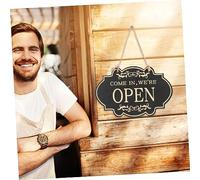 PEPLAYTAL Pancarte Double Face Bois pour Porte Signalisation Ouverte Fermée Réversible Décoration pour Restaurant et Boutique Matériau Bois Robuste et Design Vintage Simple