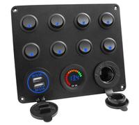 PEPLAYTAL Panneau de Commande Gangs avec Voltmètre Numérique Double Prise USB et Allume pour Voiture Bateau Camping Camion