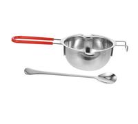 PEPLAYTAL Pot de Fusion Inoxydable avec Cuillère Mélangeuse Poignée Brûlure Silicone pour Cire Chocolat et Bougies Usage Domestique et Professionnel Couleur Aléatoire Couleur Aléatoire