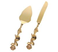 PEPLAYTAL Set de Couteaux et Pelle à Gâteau Alliage de Zinc Doré Outil Polyvalent pour Découpe et Service de Gâteau de Mariage Ustensiles Résistants pour Pizza et Pâtisserie
