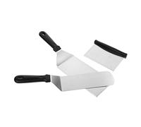 PEPLAYTAL Spatule Inox Multifonction pour Cuisine et Barbecue Set Grand Rond Coupe Pâte pour Steak Pancakes Poisson et Bbq Ustensiles de Cuisine Acier Inoxydable avec Manche Plastique