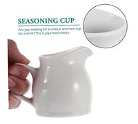 PEPLAYTAL Tasse à Mousse Céramique Blanche avec Poignée Verseuse pour Lait et Sauces Adaptée pour Émulsionner Café Mesurer et Servir Boissons et Condiments
