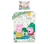 Peppa Parure Pig Housse de Couette pour Petits Enfant Garçon Fille - 100% Coton Motif de Dessin Animé Housse de Couette 1 Personne - Réversible Cartoon Housse de Couette avec Taies d'oreiller