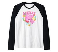 Peppa Pig 20th Anniversary Sisters Cute Floral Portrait Manche Raglan