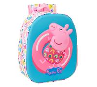 PEPPA Pig 3D - Sac à dos d'école, avec design 3D, adaptable au chariot, idéal pour les enfants de différents âges, confortable et polyvalent, qualité et résistance, 27 x 10 x 33 cm, Blanc/rose/bleu, M