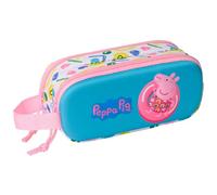 Safta – Trousse double Peppa Pig 3D pour enfant – 21×6×8 cm – Blanc/Rose/Bleu