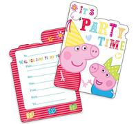Peppa Pig 6 cartes d'invitation Peppa avec enveloppe.