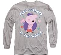 Peppa Pig - "Best Grandpa in the World" T-shirt unie pour homme/femme, manches longues TV21385 (XL) (Gris chiné)