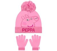 Peppa Pig Bonnet | Ensemble Gants et Bonnet Fille | Set Bonnet et Gants Enfant | Rose, Taille Unique
