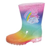 Peppa Pig Bottes en caoutchouc lumineuses arc-en-ciel pour filles - Paillettes - Lumières clignotantes - Chaussures de neige, Arc-en-ciel, 28 EU