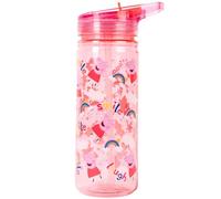 Peppa Pig Bouteille d'eau avec paille - 580 ml - 100% étanche - Durable - En plastique solide et sans BPA - Rose
