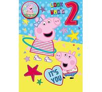 Peppa Pig Carte d'anniversaire officielle 2 ans - Looks Who's 2 - Carte d'anniversaire multicolore, 135 x 195 mm