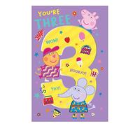 Peppa Pig Carte d'anniversaire pour 3e anniversaire, carte d'anniversaire pour 3e anniversaire, carte officielle