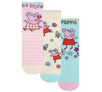 Peppa Pig Chaussettes Fille, Lot De 3 Socquettes Fille, 3 Paquets Chaussettes Enfant, Multicolore 27-30cm