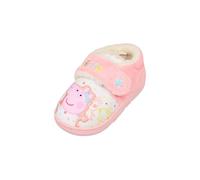 Peppa Pig Chaussons pour filles - Chaussons d'intérieur en peluche rose chaud avec sangle réglable et semelle antidérapante, rose, 27 EU