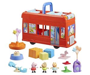Peppa Pig, coffret Bus en fete 2 en 1 avec 3 figurines et 13 accessoires, jouets préscolaires pour filles et garçons, des 3 ans