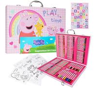 Peppa Pig Coffret Coloriage Enfant, 137 Pièces, Kit Papeterie, Loisirs Créatifs, Crayons, Feuilles Coloriage, Gommes, Taille Crayon et Autocollants