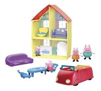 Peppa Pig Coffret Maison de Peppa Et Sa Famille Avec Voiture Et Effets Sonores, 4 Figurines, 6 Accessoires, Dès 3 Ans Exclusivité sur Amazon, Rose