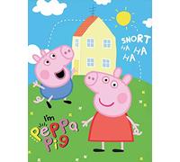 Peppa Pig Couverture polaire super douce I'm Peppa Pig 150 x 200 cm Couverture de canapé George Grampy Rabbit Maman Papa Mümmel Sunny Cartoon Piggie Emergency Pass pour Parure de lit