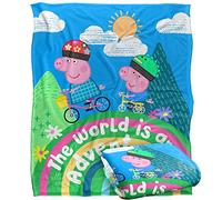 Peppa Pig - Couverture Soyeuse au Toucher pour Enfants, 152 x 127 cm World is a Adventure Peppa and George