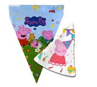 Peppa Pig, Decoration Anniversaire Peppa Pig, Kit de fanion (9 m) + Chapeaux de fête (8 pièces), Décorez votre fête, Spécial pour les Fêtes de Filles et de Garçons.