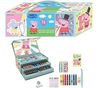Peppa Pig Ensemble de coloriage pour enfants | Valise de papeterie de 52 pièces avec marqueurs, crayons, aquarelles et plus encore | Mallette créative pour dessin et coloriage | Cadeau pour filles et