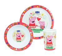 PEPPA PIG ENSEMBLE REPAS COMPOSE D'UNE ASSIETTE PLATE Ø 22 CM, D'UNE ASSIETTE CREUSE Ø 16 CM ET D'UN VERRE 220 ML POUR ENFANT