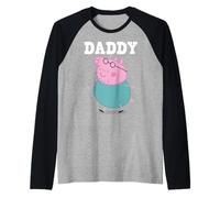 Peppa Pig Father's Day Daddy Bold Text Portrait of Daddy Big Manche Raglan