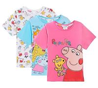 Peppa Pig Filles 3 Pack T-Shirts Enfants Peppa Habiller Hauts Petites Filles T-Shirt pour L'été Multi Pack T-Shirts Coffret Cadeau