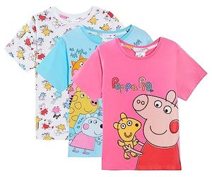 Peppa Pig Filles 3 Pack T-Shirts Enfants Peppa Habiller Hauts Petites Filles T-Shirt pour L'été Multi Pack T-Shirts Coffret Cadeau