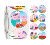 Peppa Pig George Maternelle Récompense Autocollant 500 Pièces/Rouleau Cochon Famille Cochon Père Mère Dessin Animé Autocollant Jouet Cadeaux D'Anniversaire Pour Enfant.1.