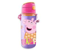 Peppa Pig Gourde en aluminium de 600 ml avec système push-pull et capuchon de fermeture, multicolore