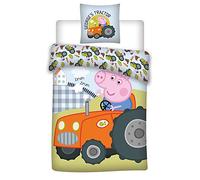 Peppa Pig Housse de Couette Bébé 100x135 + Taie 40x60 100% Coton | Parure de lit bébé réversible | Coton certifié Oeko-Tex | Licence officielle | Fille 0-3 | Barreaux | Lavable en machine