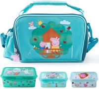 Peppa Pig Kids Cooler Bag 1.7l-Mini Cooler With 3 Snack Boxes-Perfect For On The Go,Beach,Kindergarten Or School-Green