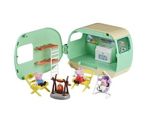 Peppa Pig La Caravane des Trois Petits cochons, Coffret de 3 Figurines avec Bébé Evie, Jouets préscolaires pour Filles et garçons, dès 3 Ans